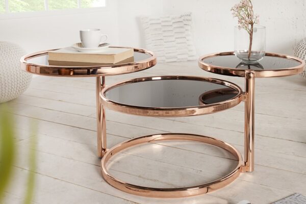 Designový měděný stolek do obývacího pokoje - šířka: 55 cm / 155 cm (min. / max.)