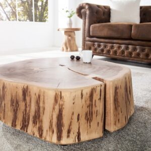 Stylový kulatý stolek do obývacího pokoje - ze dřeva akácie, rozměr 60 cm x 25 cm x 55 cm