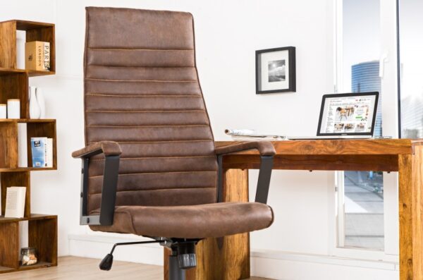 Stylová pracovní židle - z mikrovlákna, do pracovny, rozměr 68cm x 117-127cm x 60cm, hnědá