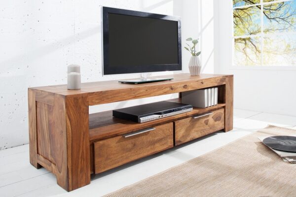 Moderní masivní televizní stolek - z palisandrového dřeva, rozměr 135 cm x 45 cm x 45 cm