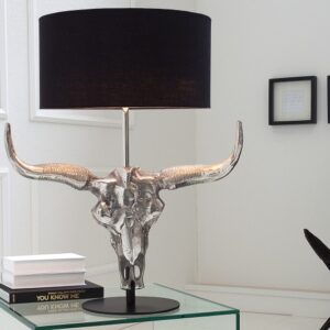 Luxusní černá stolní lampa na čtení - design býčí lebky, rozměr 55cm x 68cm x 40cm