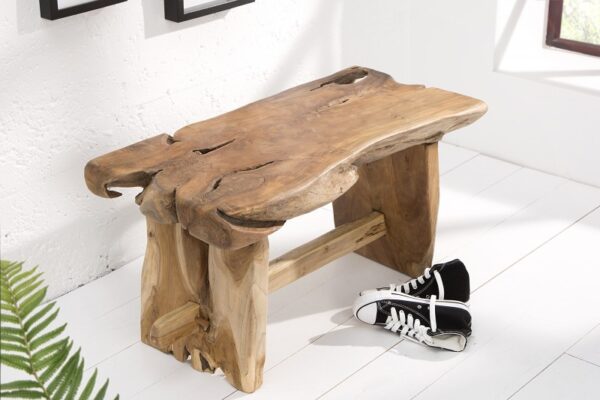 Rustikální stolička na sezení nebo dekorace - z teakového dřeva, rozměr 80 cm x 45 cm x 40 cm