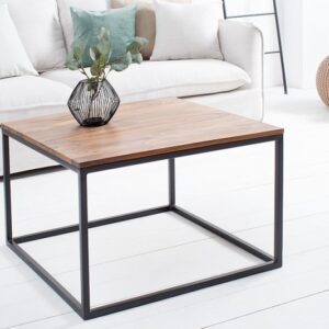Moderní stolek s deskou z palisandrového dřeva - černý kovový rám, rozměr 70 cm x 45 cm x 70 cm