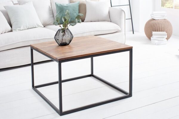 Moderní stolek s deskou z palisandrového dřeva - černý kovový rám, rozměr 70 cm x 45 cm x 70 cm