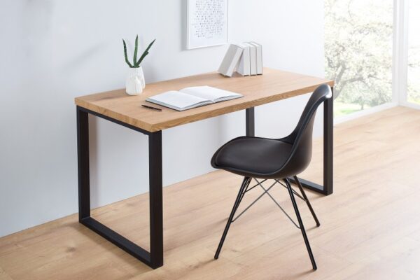 Moderní pracovní stůl z masivu - deska stolu z recyklovaného dubového dřeva, rozměr 120 cm x 75 cm x 60 cm