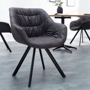Moderní židle k jídelnímu stolu - potah z šedého mikrovlákna, rozměr 65cm x 80cm x 60cm
