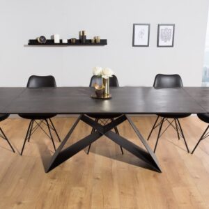 Designový stůl do jídelny - deska z keramiky a bezpečnostního skla, masivní nohy, rozměr 180-220-260cm x 76cm x 100cm