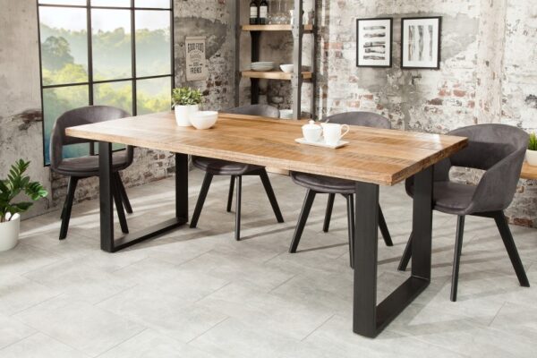 Nadčasový stůl do jídelny v industriální stylu - vyrobený z mangového dřeva, rozměr 200cm x 77cm x 90cm