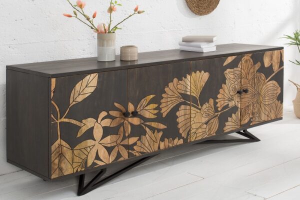 Luxusní komoda s ručním zdobením - z mangového dřeva, masivní nábytek, rozměr 175 cm x 75 cm x 45 cm