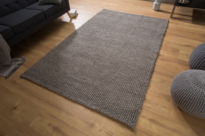 Moderní velký vlněný koberec do obývacího pokoje - rozměr 160cm x 240cm, antracit-hnědá