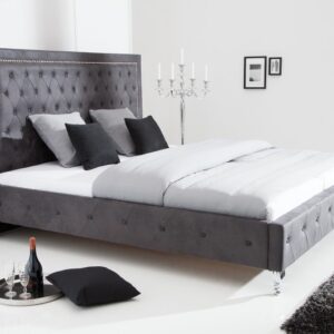 Designová manželská postel - prošívání s nýty, masivní rám, rozměr 190cm x 130cm x 215cm