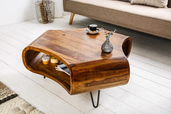 Stylový masivní konferenční stolek z palisandrového dřeva - otevřený prostor, retro styl, rozměr 90 cm x 38 cm x 90 cm