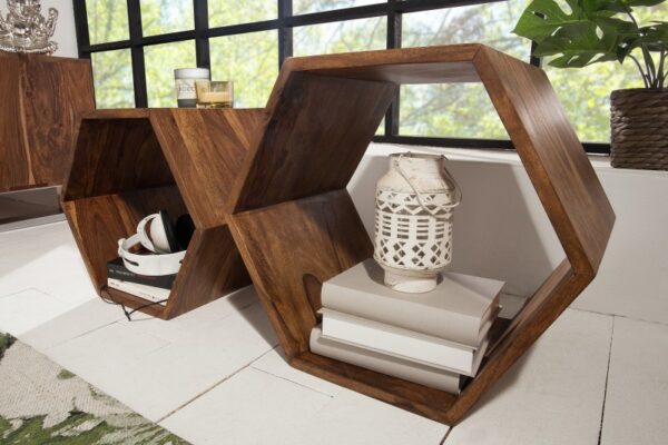 Designové police nebo odkládací stolky - z palisandrového dřeva, sada dvou kusů, rozměr 45cm a 40cm