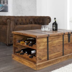 Masivní stolek do obývacího pokoje nebo pracovny - stolek 2 v 1, z palisandrového dřeva, vinotéka, rozměr 100 cm x 40 cm x 60 cm