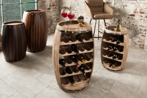 Luxusní sud na vína - na 23 lahví, z jedlového dřeva, stylová dekorace, rozměr 50cm x 80cm x 45cm