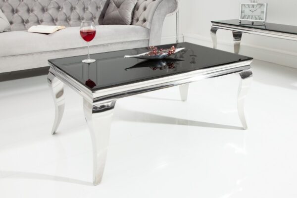 Designový konferenční stolek - zámecký styl, deska z opálového skla, rozměr 100cm x 45cm x 60cm