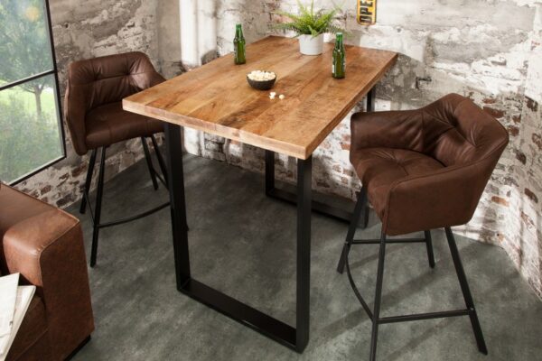 Barový masivní stůl 120 cm mango - drěvo, stul do obývacího pokoje nebo pracovny, designový luxusní masivní stůl