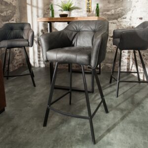 Luxusní barová židle s potahem z mikrovlákna - černé kovové nohy, prošívaná, do jídelny, rozměr 57cm x 100cm x 53cm