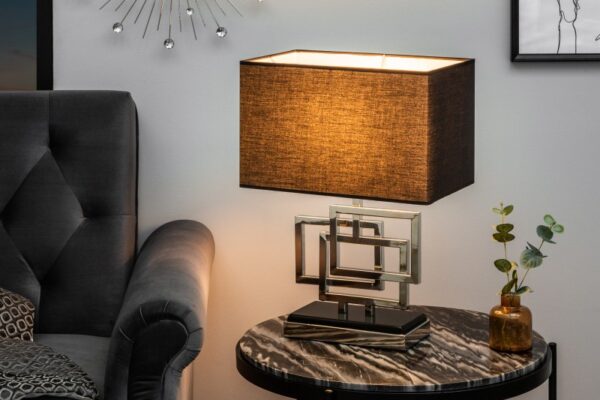 Luxusní stolní lampa - stříbrná základna, do obývacího pokoje nebo ložnice, rozměr 40 cm x 56 cm x 25 cm