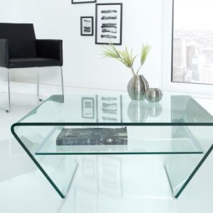 Luxusní konferenční stolek z bezpečnostního skla - police, do obýváku nebo pracovny, rozměr 0 cm x 36 cm x 70 cm