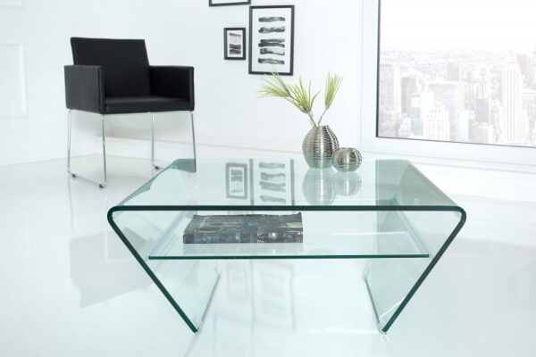 Luxusní konferenční stolek z bezpečnostního skla - police, do obýváku nebo pracovny, rozměr 0 cm x 36 cm x 70 cm