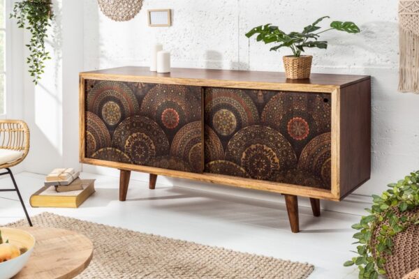 Designový příborník z luxusního masivního mangového dřeva - originální design, barevné provedení, rozměr 160 cm x 85 cm x 45 cm