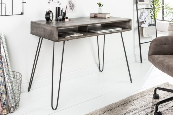 Psací stůl do malého prostoru - vyrobený z mangového dřeva, retro styl, rozměr 100 cm x 77 cm x 50 cm