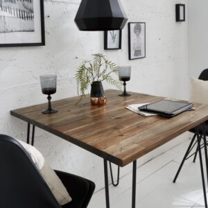 Moderní dřevěný stůl do jídelny - vyrobený ze dřeva akácie, retro styl, rozměr 80 cm x 75 cm x 80 cm