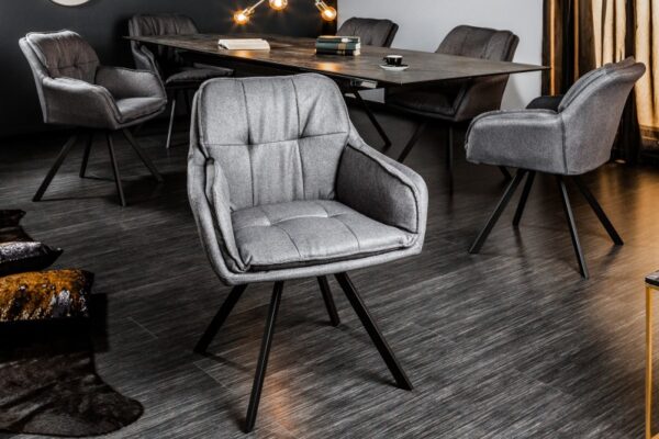 Nadčasová prošívaná židle v retro stylu - do jídelny nebo pracovny, rozměr 63 cm x 85 cm x 62 cm,šedá