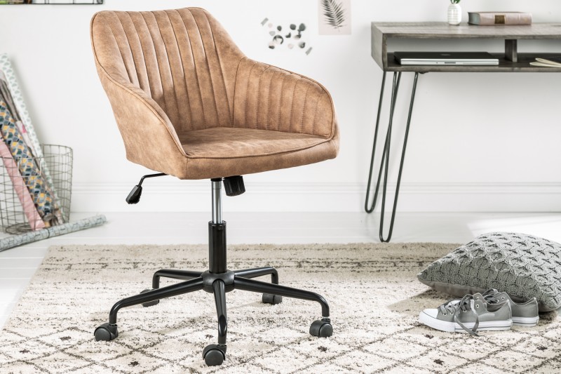 Stylová židle do pracovny - na kolečkách, dekorativní prošívání, rozměr 60 cm x 90 cm x 63 cm, růžová
