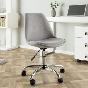 Stylová židle do pracovny světle šedá - nastavitelná výška, na kolečkách, rozměr 57 cm x 80-90 cm x 57 cm,