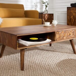 Designový stolek do obývacího pokoje - vyrobený z palisandrového dřeva, retro styl, úložný prostor, rozměr 110 cm x 40 cm x 60 cm