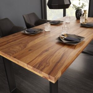Nadčasový stůl do jídelny - vyrobený z masivního palisandru, industriální styl, rozměr 180 cm x 77 cm x 90 cm