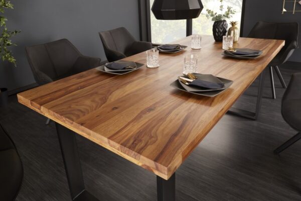 Nadčasový stůl do jídelny - vyrobený z masivního palisandru, industriální styl, rozměr 180 cm x 77 cm x 90 cm