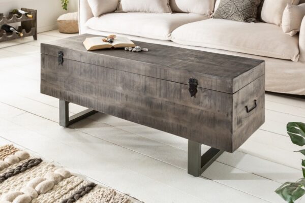 Stylová lavice s úložným prostorem - z mangového dřeva, do ložnice nebo obýváku, rozměr 115 cm x 47 cm x 35 cm