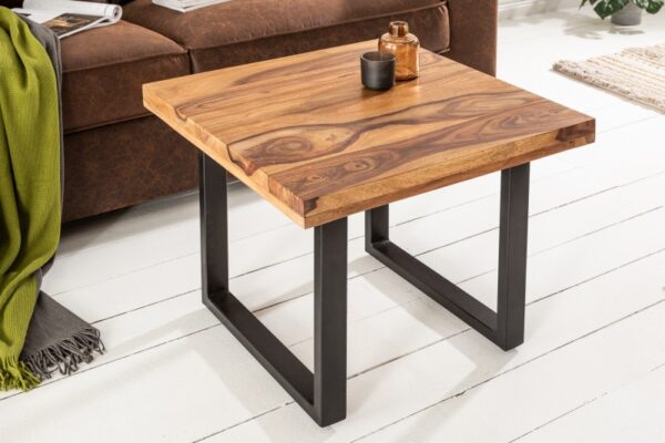 Malý odkládací stolek z masivního palisandrového dřeva - do obýváku, industriální styl, rozměr 60cm x 45cm x 60cm
