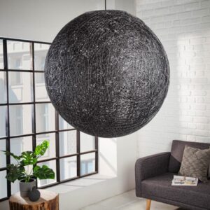 Závěsná lampa do obývacího pokoje - pletené v sisalovém vzhledu, černá, Ø celkem: 60 cm
