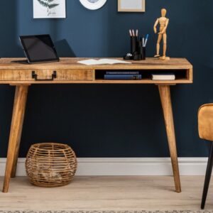 Designový psací stůl do pracovny - v retro stylu, vyrobený z mangového dřeva, rozměr 120 cm x 76 cm x 50 cm
