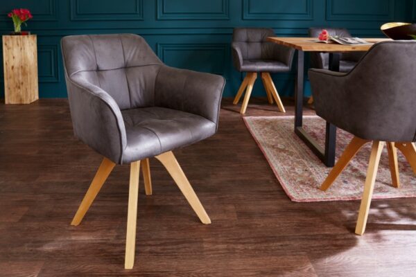 Stylová jídelní či pracovní židle - potah z kvalitního mikrovlákna, nohy z masivního dřeva, rozměr 63 cm x 84 cm x 60 cm