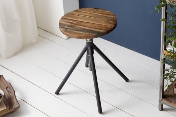 Moderní výškově nastavitelná stolička - vyrobená z masivního dřeva akácie, rozměr 48 cm x 38-60 cm x 48 cm