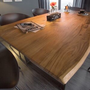 Velký designový stůl do jídelny - vyrobený z divoké akácie, medová úprava desky, rozměr 160 cm x 77 cm x 85-90 cm