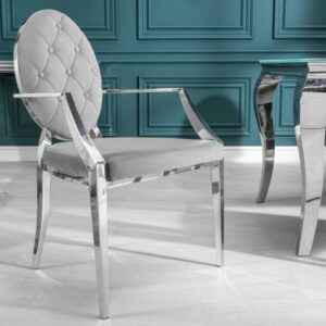 Moderní židle k jídelnímu stolu - barokní zámecký styl, šedý sametový potah, rozměr 62 cm x 92 cm x 60 cm