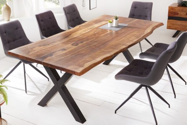 Nadčasový stůl do jídelny pro 6 osob - vyrobený z palisandrového dřeva, černé masivní nohy, rozměr 220 cm x 76 cm x 100 cm