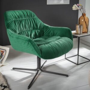 Stylové pohodlné smaragdové křesílko do obývacího pokoje - dekorativní prošívání, možnost otočení o 360° , rozměr 0 cm x 80 cm x 77 cm