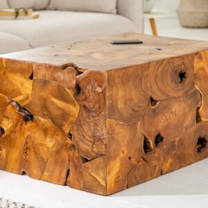 Rustikální konferenční stolek do obývacího pokoje - z neošetřeného teakového dřeva, rozměr 90 cm x 50 cm x 60 cm