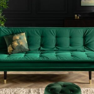Designová rozkládací pohovka do obývacího pokoje nebo pokoje pro hosty - sametový potah, retro styl, rozměr 184 cm x 66-78 cm x 85-111 cm
