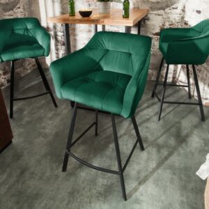 Designová retro jídelní židle - k barovému stolu, do jídelny, sametový potah, černé kovové nohy, rozměr 57 cm x 100 cm x 53 cm
