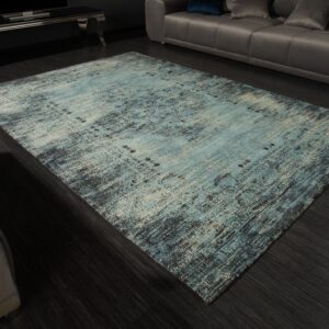 Luxusní velký koberec do obýváku nebo ložnice - moderní used look, boho koberec, rozměr 240cm x 1cm x 160cm, modrý