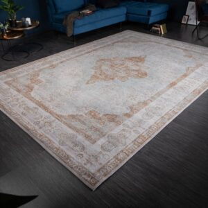 Moderní velký koberec do obýváku nebo ložnice - květinový vzor, orientální styl, rozměr 350cm x 1cm x 240cm, šedo béžový