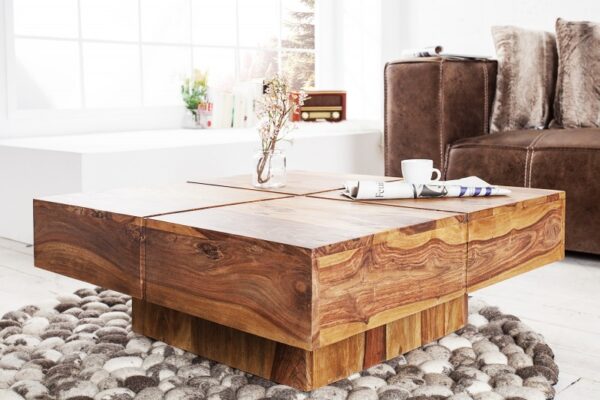 Luxusní rustikální stůl do obývacího pokoje - vyrobený ze dřeva palisandru, rustikální styl, rozměr 80 cm x 35 cm x 80 cm